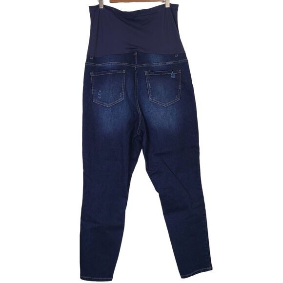 Pinkblush Womens Navy Blue Distressed Maternity Plus Size Jeans 1X - Picture 7 of 12